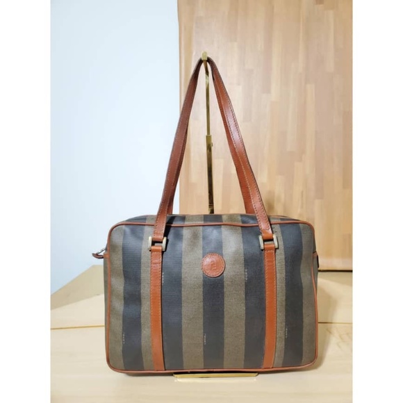 Authentic FENDI Vintage Pequin Shoulder Bag Coated Canvas - Picture 1 of 11